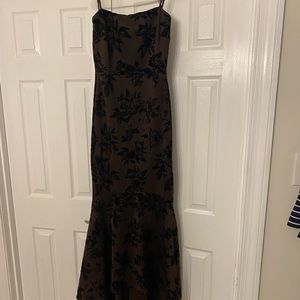 L’ABEYE Chocolate Floral Suede Maxi Dress - High Low - Size  L - NWT